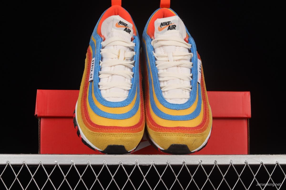 NIKE Air Max 97 SE yellow, blue and red color combination bullet air cushion sports running shoes DH1085-700