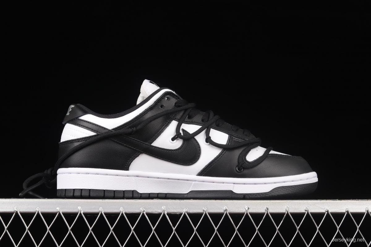 NIKE SB DUNK Low Lot Black/White leather black and white panda tied rope dunk series low side leisure sports board shoes CT0856-103