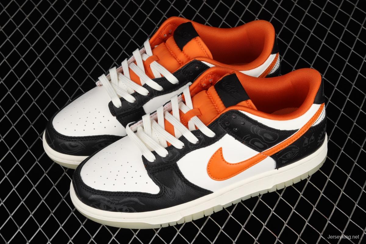 NIKE SB DUNK Low Halloween black, white and orange luminous Halloween SB rebound fashion casual board shoes DD3357-100