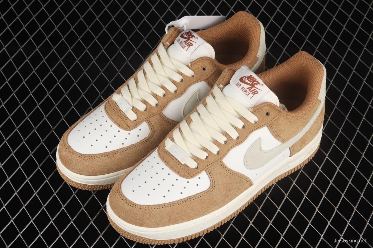 NIKE Air Force 1o07 Low white brown wheat low-top casual board shoes BQ8988-104