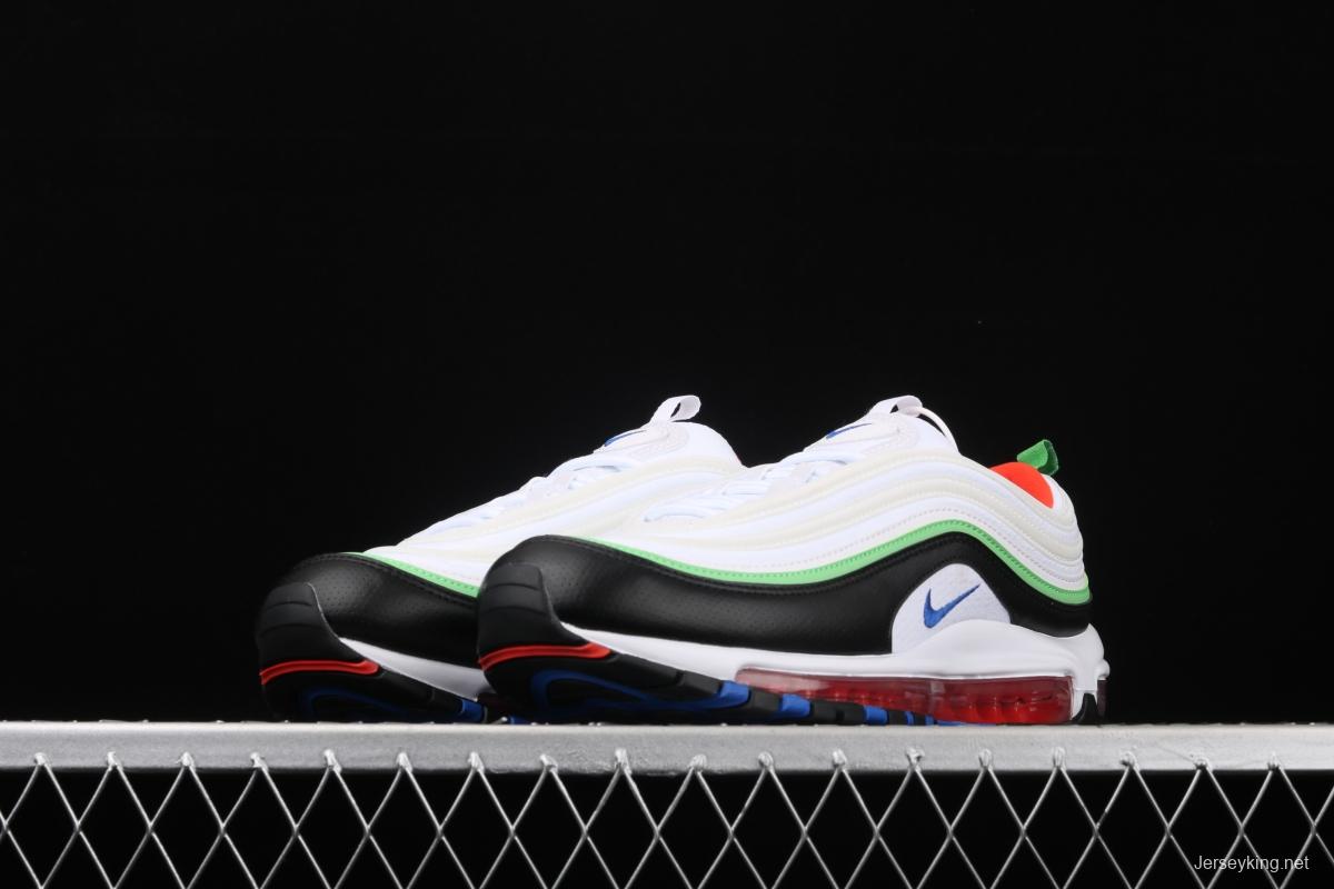 NIKE Air Max 97 black, white and green 3M reflective bullet air cushion running shoes 921522-105