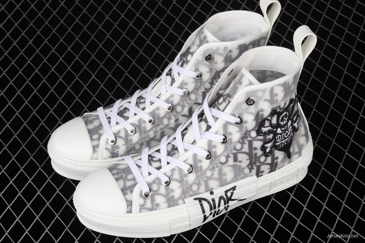 Authentic Dior B23 Oblique High Top Sneakers Dior CD ghosting high upper board shoes 3SH118YJR 063 White/Black