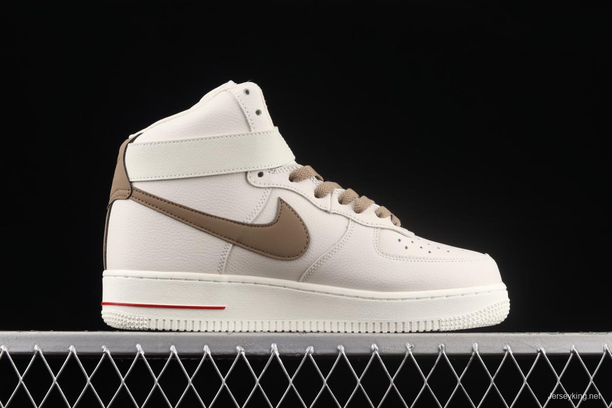 NIKE Air Force 1 Mid milky white light brown hook high-top casual board shoes 808788-995