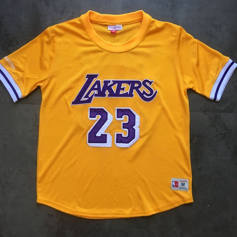 Men's LeBron James Yellow Retro Classic Team Short Sleeve Jersey