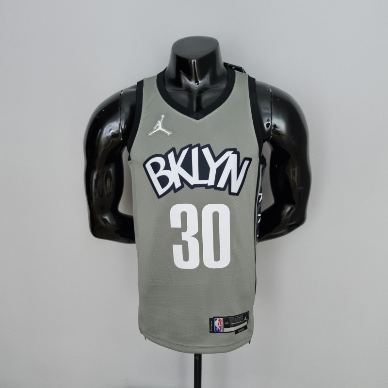 75th Anniversary Curry #30 Brooklyn Nets City Edition Gray NBA Jersey