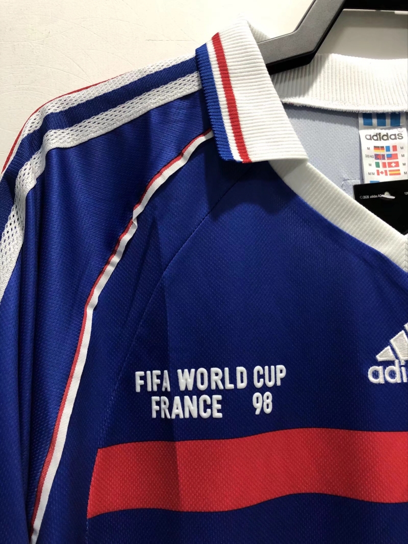 Retro 1998 Long Sleeve France Home Soccer Jersey With 98 France Patch