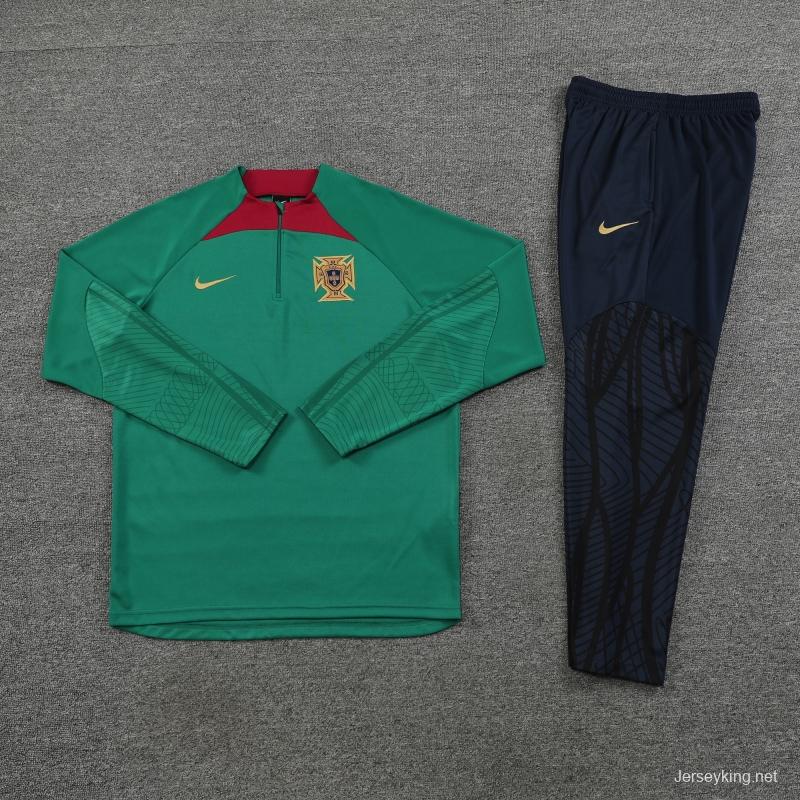 2022 Portugal Half Zipper Green Tracksuit