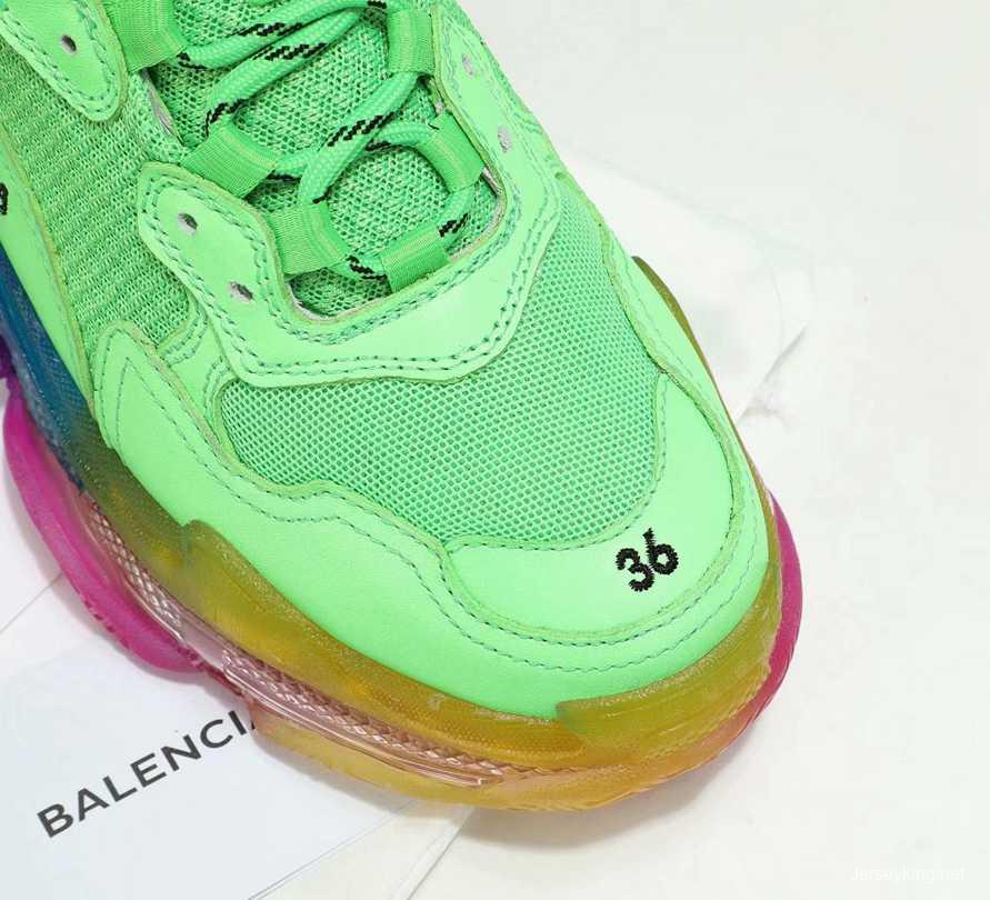 Men/Women Balenciaga Triple S MutiColor Clear Sole Green Sneaker Item 6380400