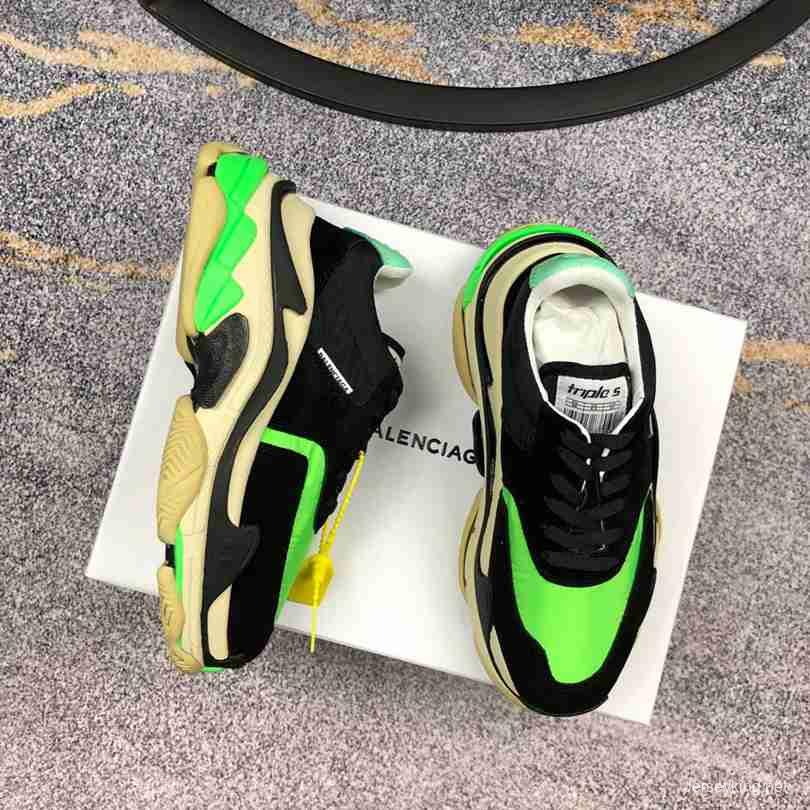 Men Balenciaga Triple-S 2 Black/Green Sneaker