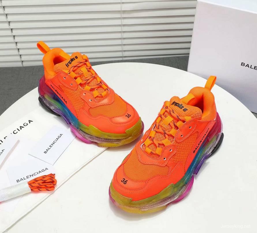 Men/Women Balenciaga Triple S MutiColor Clear Sole Orange Sneaker Item 6380400