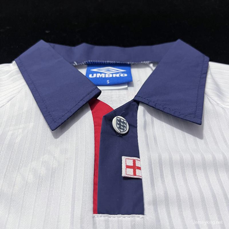 Long Sleeve Retro 1998 England Home Soccer Jersey