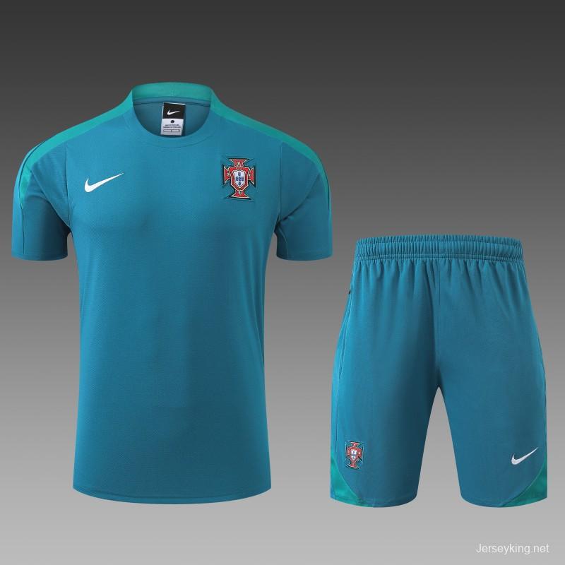 2024 Portugal Blue Short Sleeve Jersey+Shorts