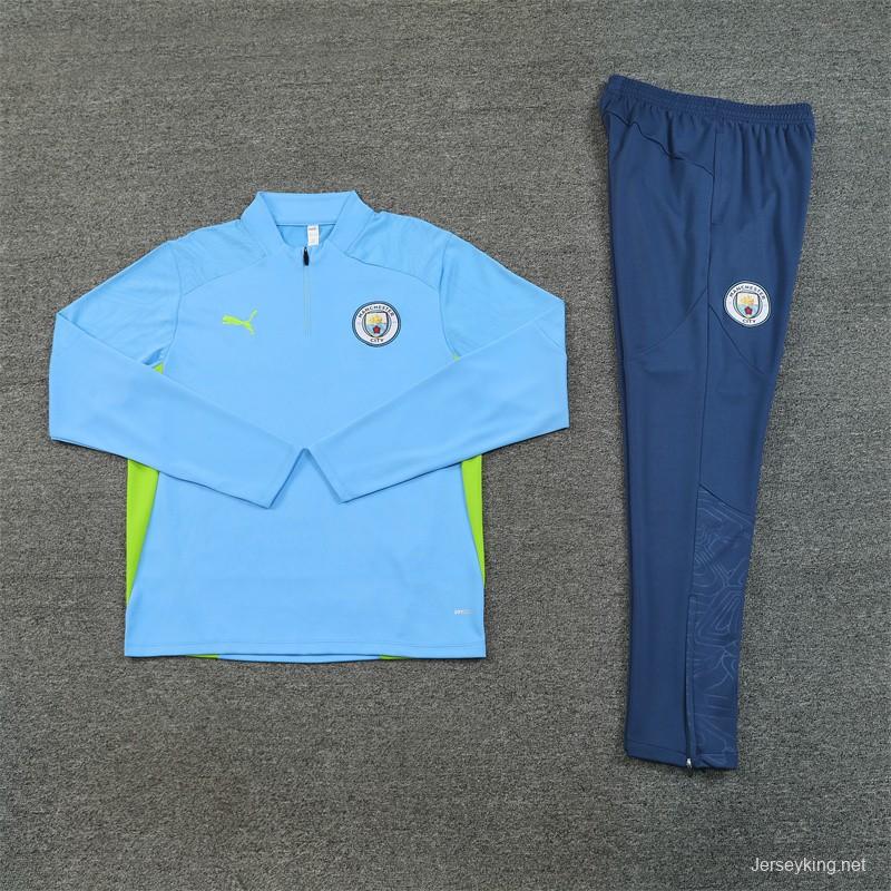 24/25 Manchester City Sky Blue Half Zipper Jacket+Long Pants