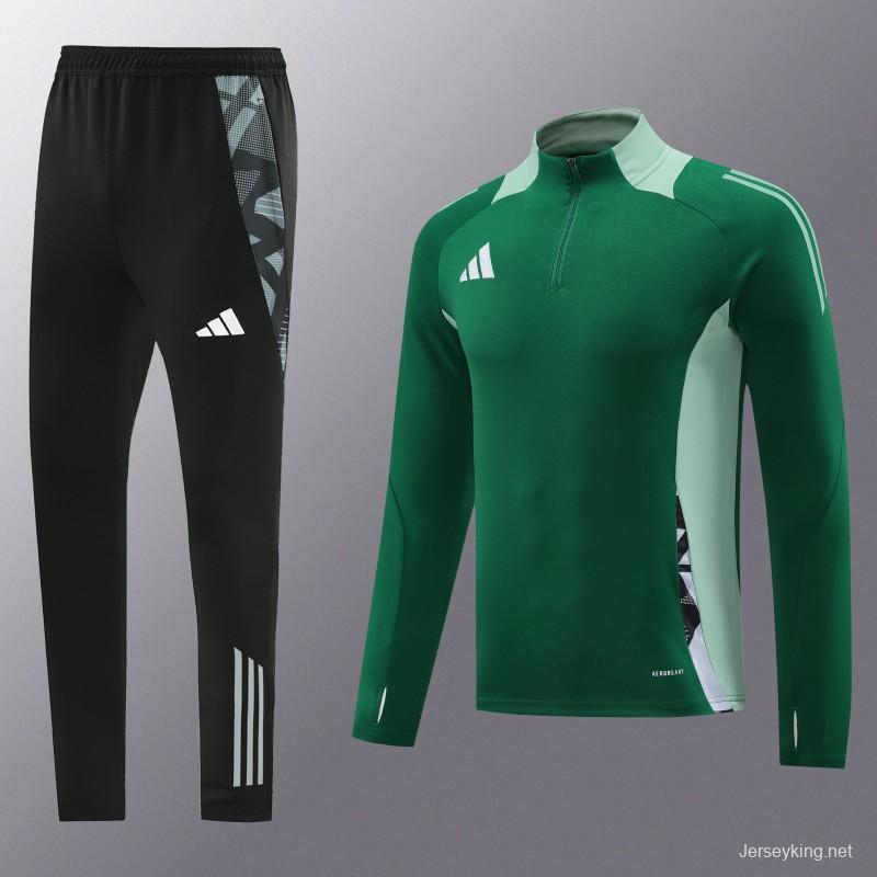 2024 Adidas Green Half Zipper Jacket +Long Pants