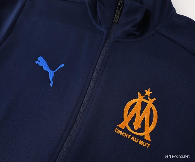 24/25 Olympique Marseille Navy Full Zipper Jacket +Long Pants