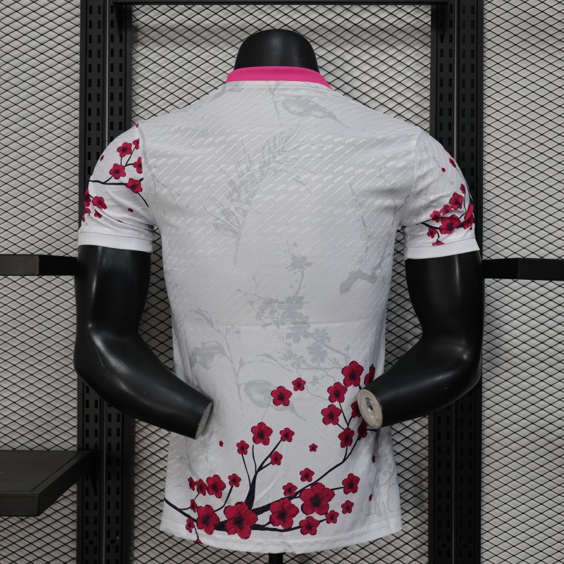 Player Version 2025 Japan White with Blue and Red Bird Jersey