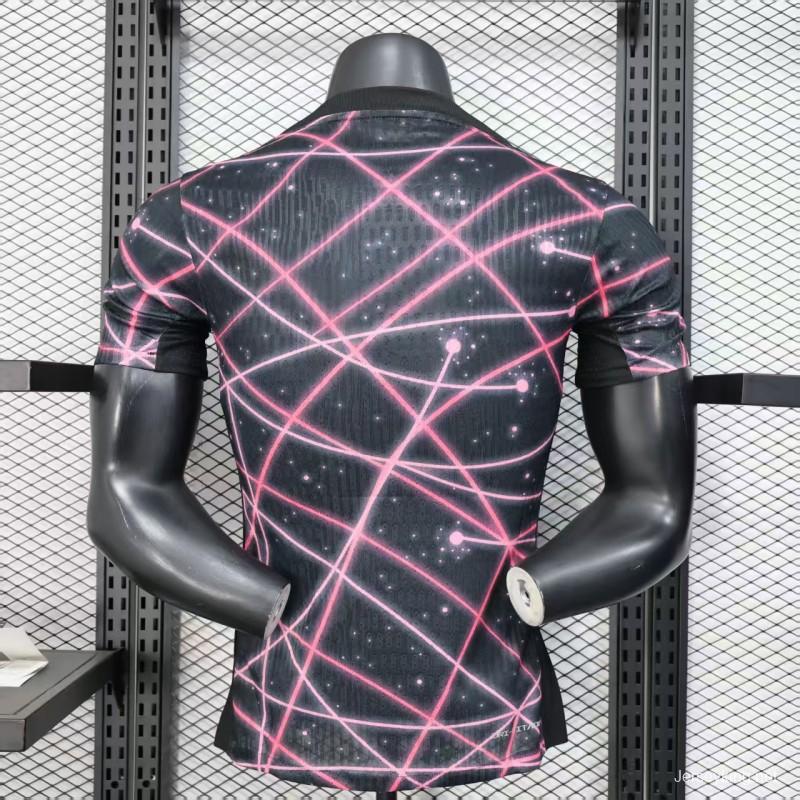 Player Version 25/26 Paris Saint-Germain PSG Black with Neon Geometric Network Jersey