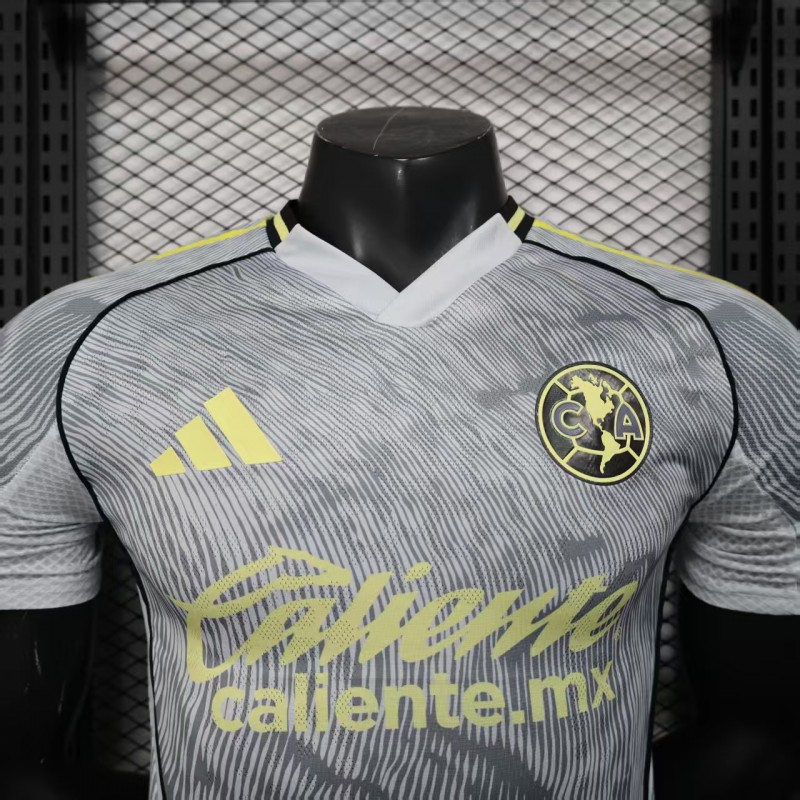 Player Version 25/26 Club America Grey with Diagonal Stripe Pattern Jersey
