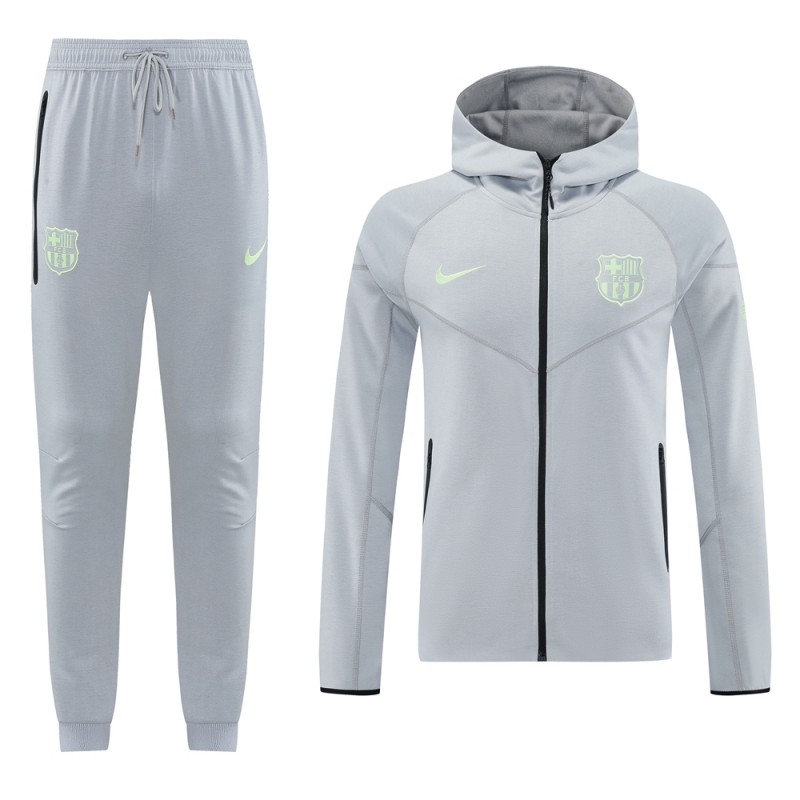 25/26 Barcelona Grey Full Zipper Hoodie Jacket +Long Pants
