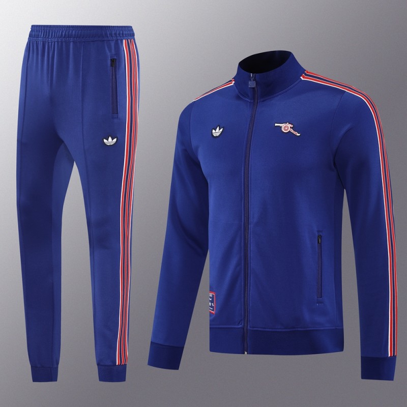25/26 Arsenal Blue with Red & White Stripes Full Zipper Jacket +Long Pants