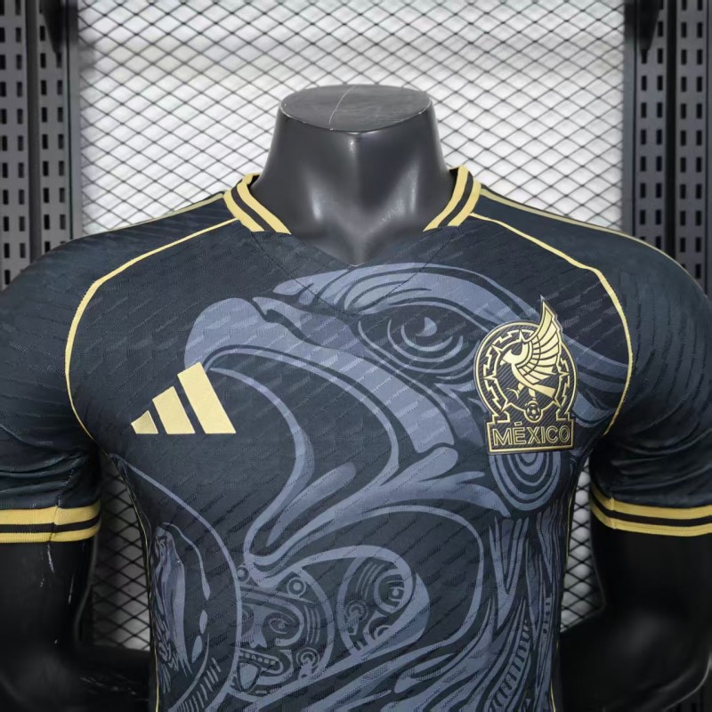 Player Version 2025 Mexico Black with Eagle Feather Pattern Jersey