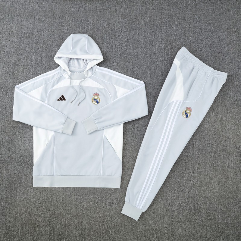 25/26 Real Madrid Hoodie Full Zipper Jacket + Long Pants