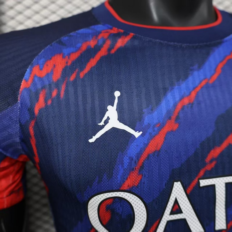 Player Version 25/26 PSG Paris Saint-Germain Blue with Red Lightning Pattern Jersey