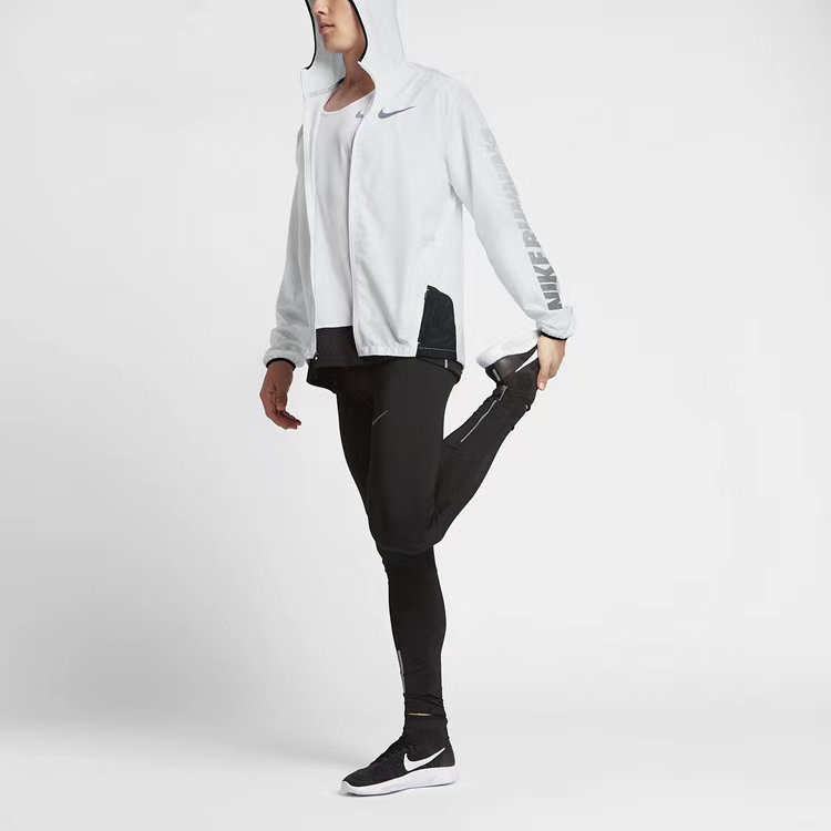 2025 Nike White/Black Full Zipper Hoodie Windbreaker