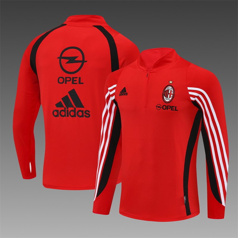 Retro 03/04 AC Milan Red Half Zipper Jacket