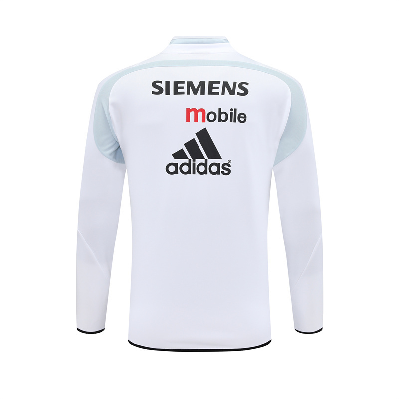 Retro 04/05 Real Madrid White Half Zipper Jacket