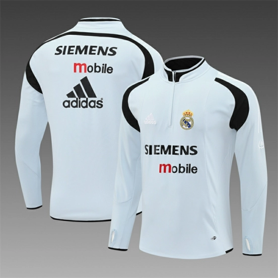 Retro 04/05 Real Madrid Light Grey Half Zipper Jacket