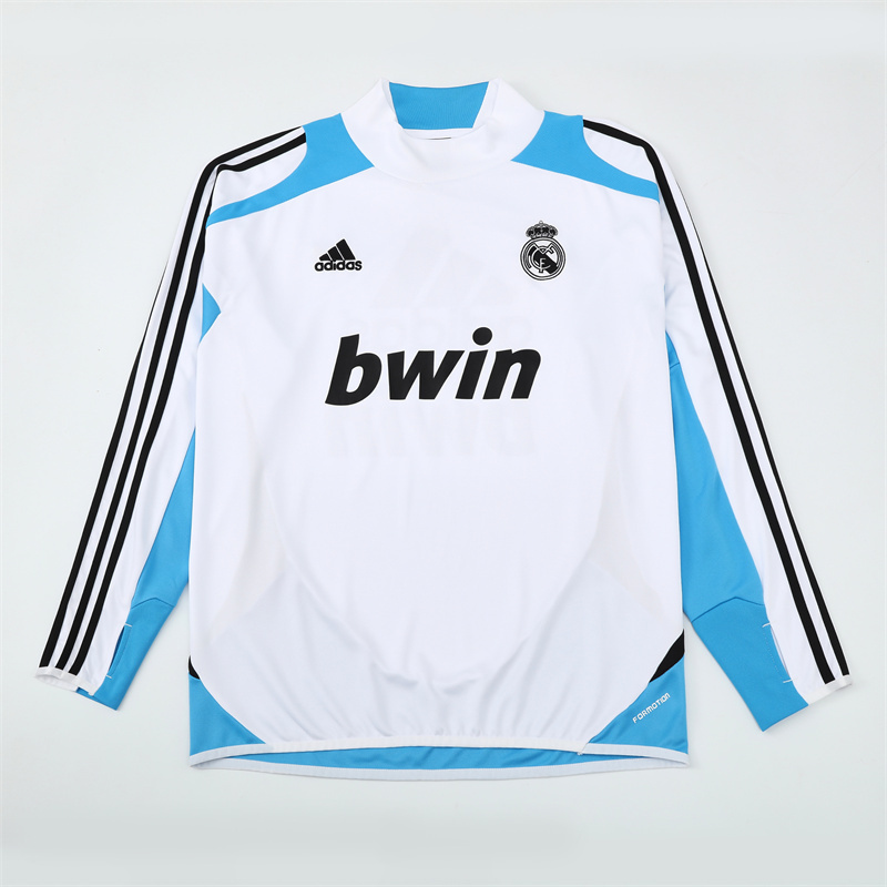 Retro 12/13 Real Madrid White/Blue Half Zipper Jacket