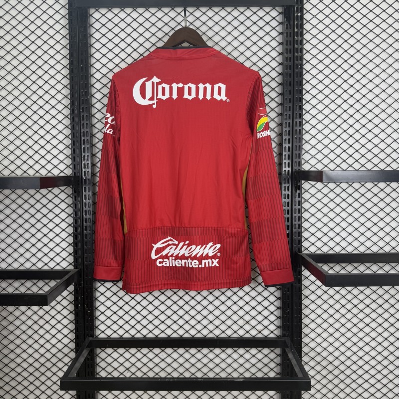 Player Version 25/26 Deportivo Toluca FC Red Home Long Sleeve Jersey