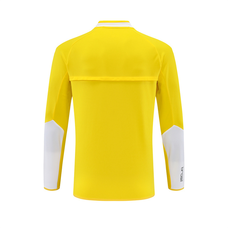 2002 Brazil Yellow Half Zipper Jacket+Long Pants