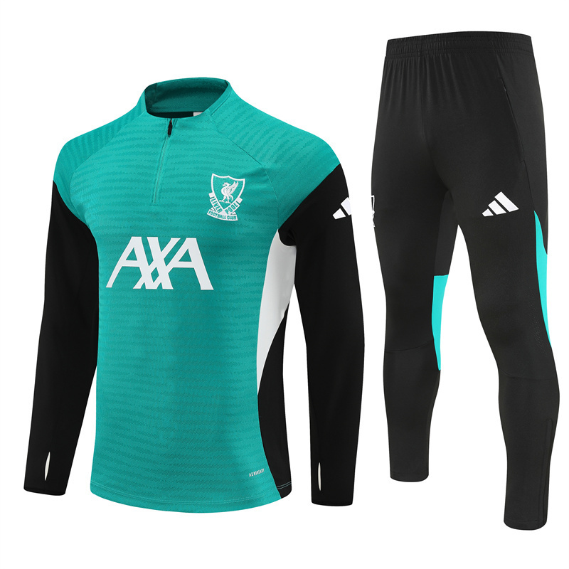 Player Version 25/26 Liverpool Green AD on Both Sleeves Half Zipper Jacket+Long Pants