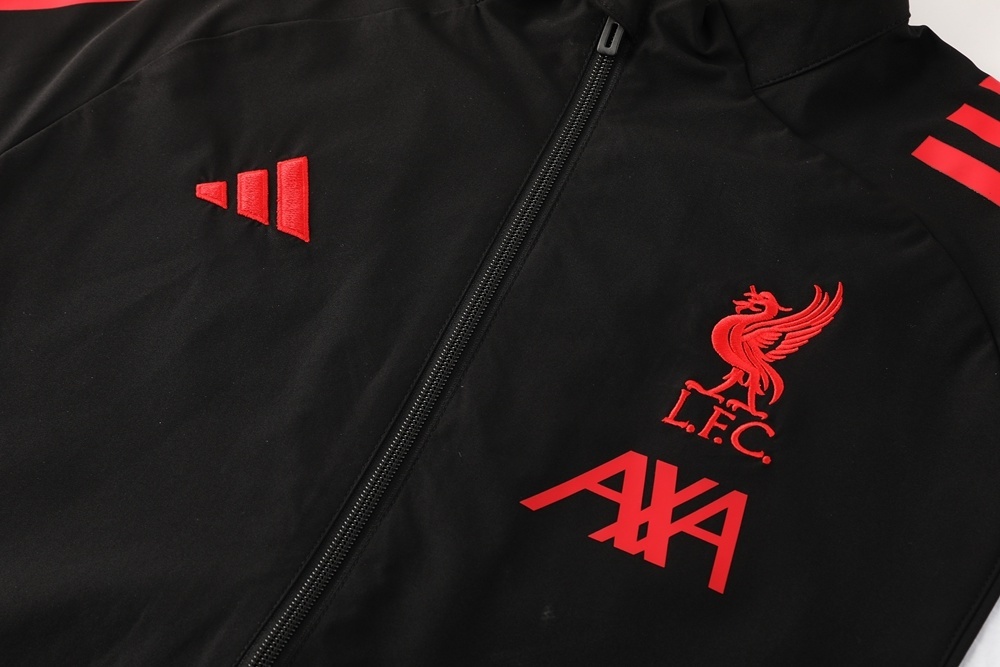 25/26 Liverpool Black S-2XL Half Zipper Jacket+Long Pants