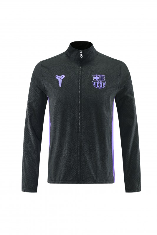 25/26 Barcelona Black S-3XL Half Zipper Jacket+Long Pants