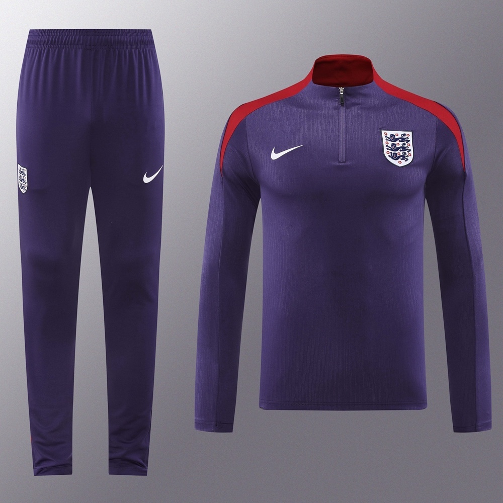 2025 England Purple Half Zipper Jacket+Long Pants