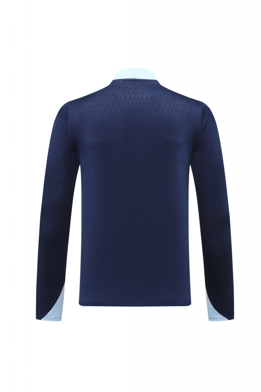 2025 France Royal Blue Half Zipper Jacket+Long Pants
