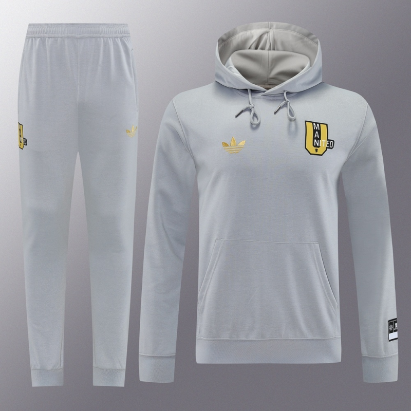 25/26 Manchester United Gray Half Zipper Jacket+Long Pants S-2XL