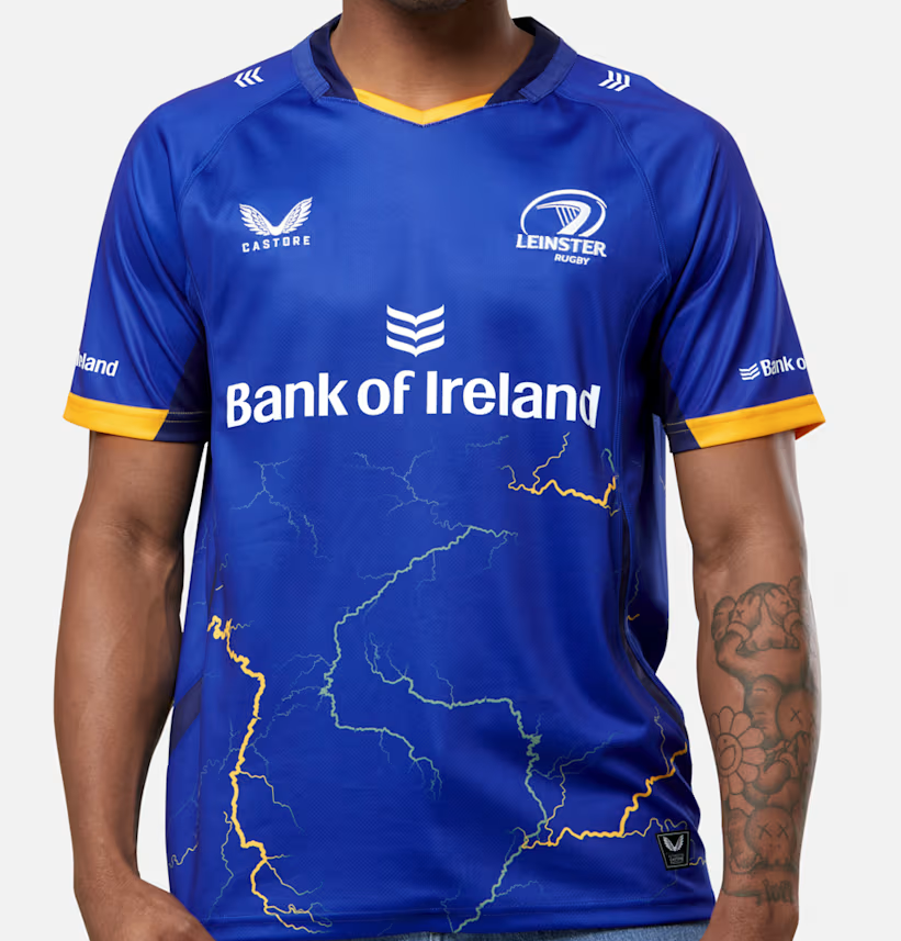 25/26 Leinster Rugby Blue with Lightning Map Pattern Jersey
