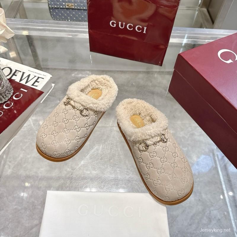 Gucci 2022/SS Women's Suede Leather Horsebit Wool Loafers - LY00260