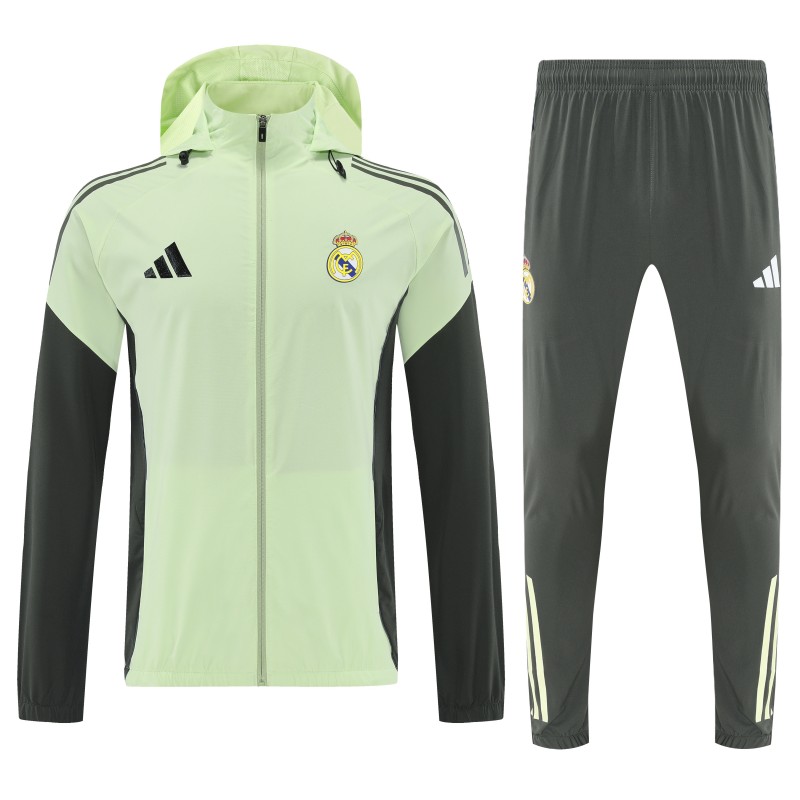 25/26 Real Madrid Mint Green Full zipper Jacket Tracksuit+ long pants
