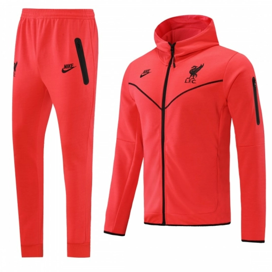26/27 Liverpool Red Full Zipper Hooded Jacket Tracksuit + Long Pants