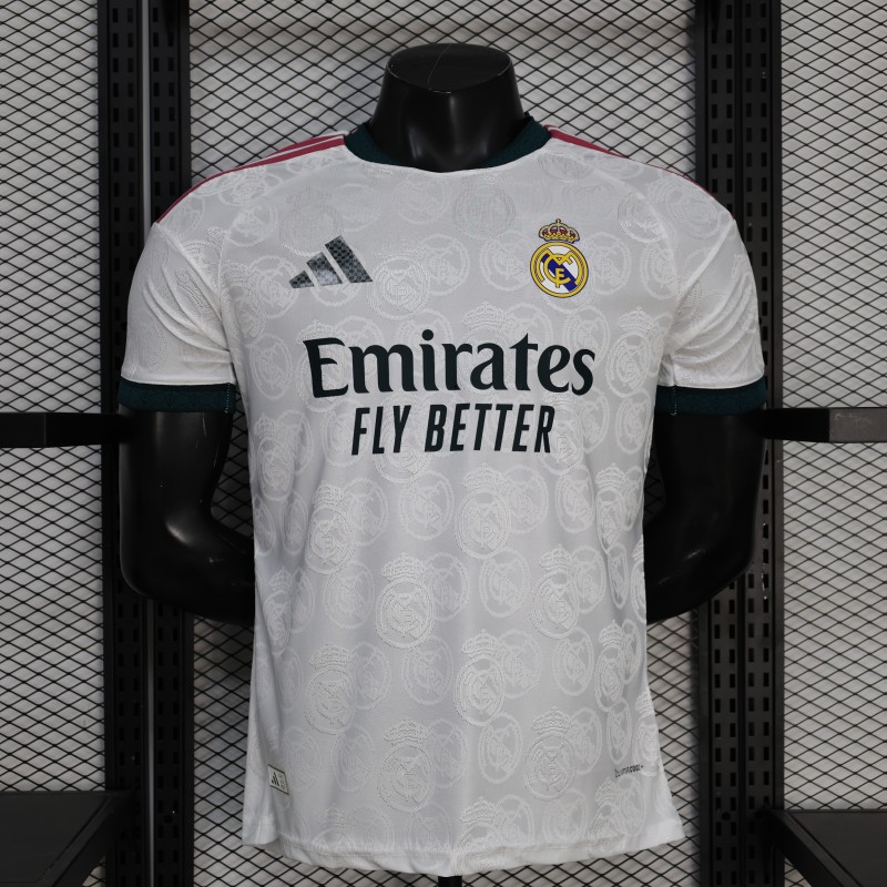 25/26 Player Version Real Madrid White with Subtle Crest Pattern Jersey