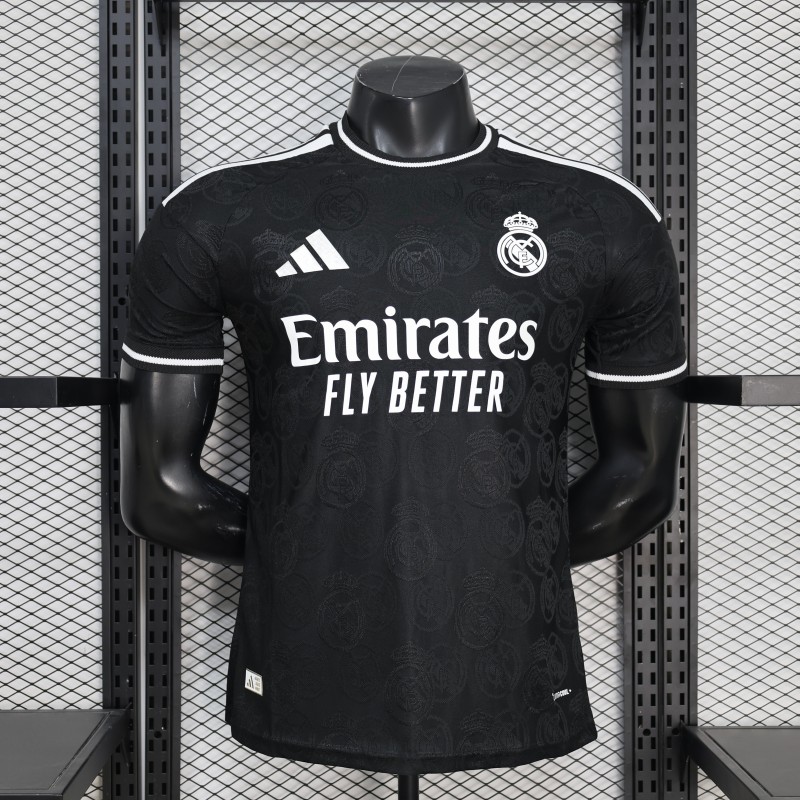 25/26 Player Version Real Madrid Black with Subtle Crest Pattern Jersey