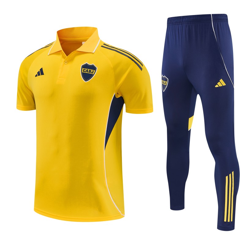26/27 Boca Yellow Polo Training Shirt + Long Pants Tracksuit
