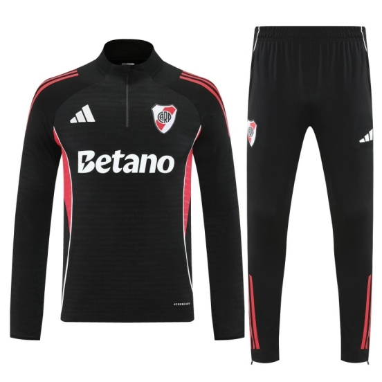 25/26 Riverbed Black Half Zipper Jacket Tracksuit + Long Pants