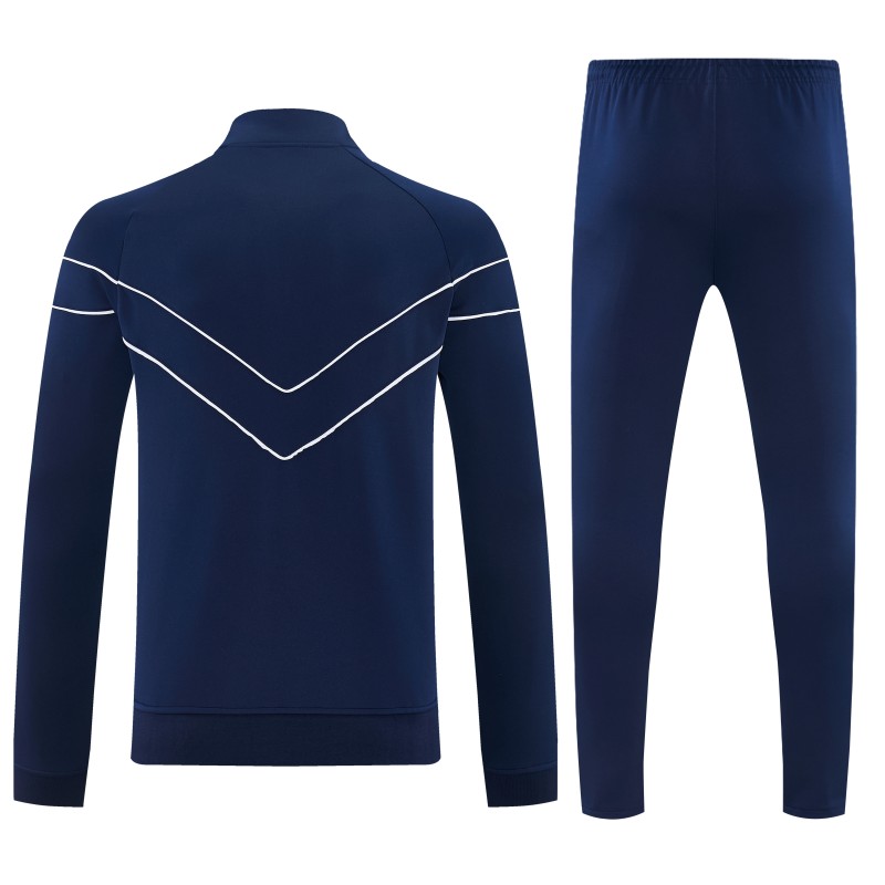 26/27 France Navy Blue Full Zipper Jacket Tracksuit +  Long Pants