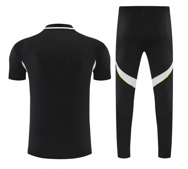 26/27 Real Madrid Black Polo Training Shirt + Long Pants Tracksuit